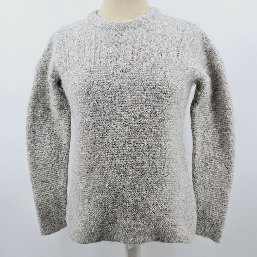 Fisherman Out of Ireland Fisherman Alpaca Eyelet Stitch Crewneck Sweater